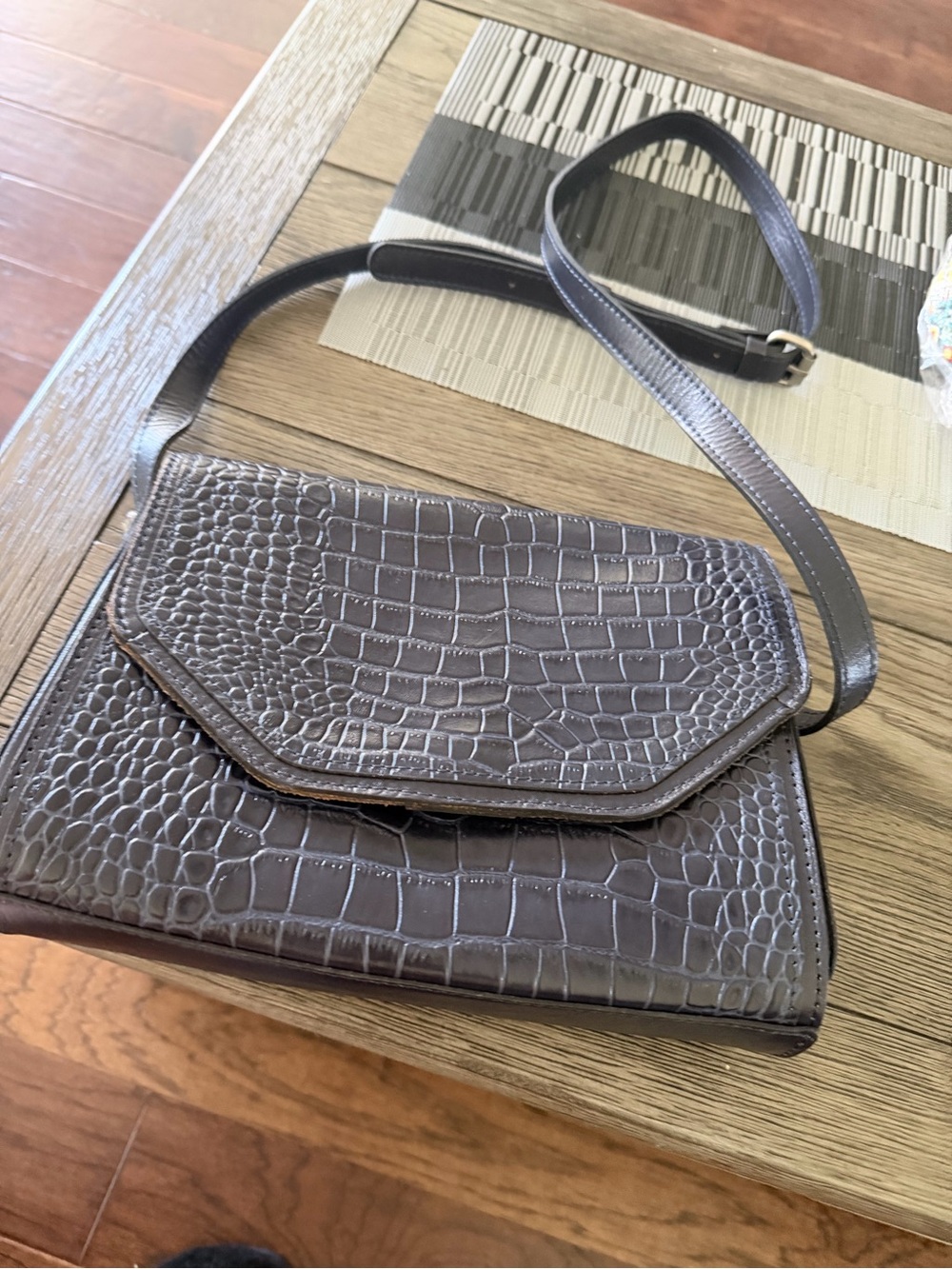Patricia Nash Croc-Embossed Crossbody Bag - Navy